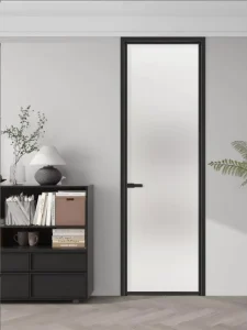 Alloy Bathroom, Kitchen and Balcony Swing Door with Single-layer Tempered Glass, Narrow Frame and Custom Size K400