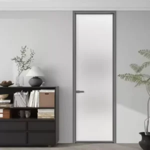 Alloy Narrow Frame Swing Door Modern Minimalism Tempered Glass Door Custom Size Bathroom Kitchen Balcony Interior Partition Door