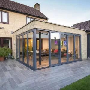 Aluminium Alloy Bi-Folding Patio Door Grill Design External Metal Partition Folding Doors for Outdoor Villa Use Foldable Opening