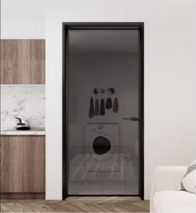 Aluminium Alloy Casement Interior Glass Swing Door with Windproof Extremely Narrow Frame