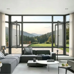 Aluminium Alloy Customized Size Perforated Metal Mesh Magnetic Sliding Door Thermal Broken for Living Room