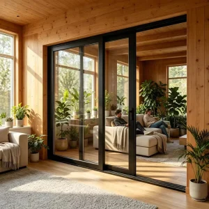 Aluminium Double Tempered Glass Sliding Door Energy Efficient
