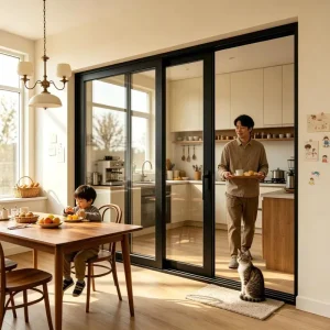 Aluminium Double Tempered Glass Sliding Door with Energy Efficient Design