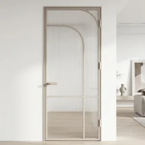 Aluminium Frosted Glass Bathroom Shower Door, Interior Swing Door