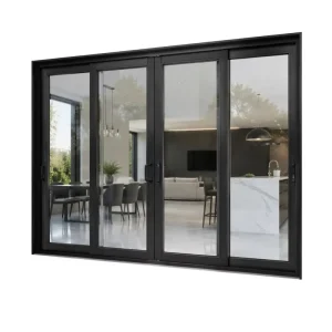 Aluminum Alloy Bi-Fold Double Tempered Glass Door Windproof for Villa Patio Room Divider