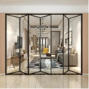 Aluminum Alloy Bifold Patio Door Thermally Broken Insulated Tempered Glass Modern Sliding Entry Door