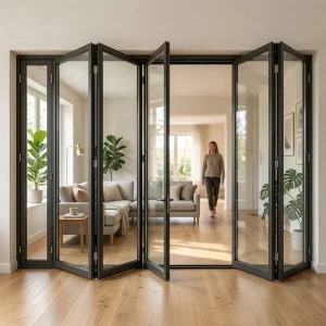 Aluminum Alloy Broken-Bridge Folding Doors with Thermal Insulation and Anti-Theft Sliding Doors for Home Balconies
