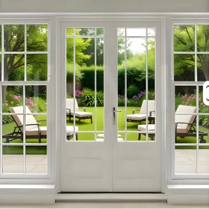 Aluminum Alloy Casement Door for Villa or Hotel French Double Glass Windproof Swing Patio Door