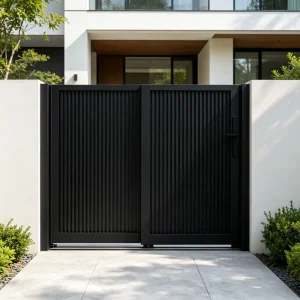 Aluminum Alloy Chinese Style Modern Minimalist Double Leaf Swing Courtyard Villa Outdoor Main Gate Powder Coated Surface