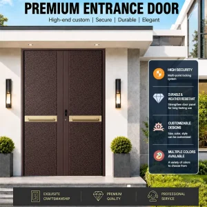Aluminum Alloy Commercial Front Entry Swing Door with Safety and Anti-Theft Features
