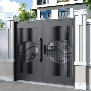 Aluminum Alloy Double Door Simple Art Design Chinese Style Anti-Theft Swing Door for Villa Courtyard Self-Built House