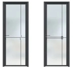 Aluminum Alloy Double Glazing Glass Swing Door Very Narrow Modern Design Fire Prevention Sound Insulation Interior