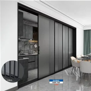 Aluminum Alloy Double-Glazing Tempered Glass Sliding Door with Sound Insulation for Interior Kitchen, Villa, and Supermarket Use