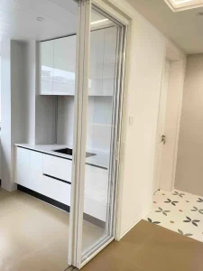Aluminum Alloy Double Glazing Thermal Insulation Optional Ultra Narrow White Frame Interior Sliding for Villa Kitchen