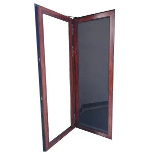 Aluminum Alloy Double Swing Door with Tempered Glass and Powder-Coated Finish, Customizable Size and Color, for Commercial Exterior Use