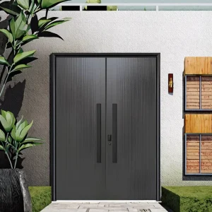 Aluminum Alloy Double Swing Entry Door Waterproof Outdoor Villa Entrance