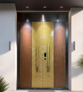 Aluminum Alloy Exterior Double Swing Entry Doors, Modern Waterproof Design for Villas, Apartments, and Homes
