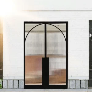 Aluminum Alloy Frame French Style Bi-Folding Door with Frosted Glass for Hotel Bathroom Toilet