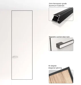 Aluminum Alloy Frame Invisible Solid Wood Interior Door with Sound Insulation