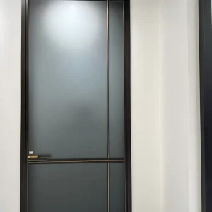 Aluminum Alloy Frosted Glass Interior Bathroom Door, Waterproof Privacy, Easy-Clean Surface, Narrow Frame