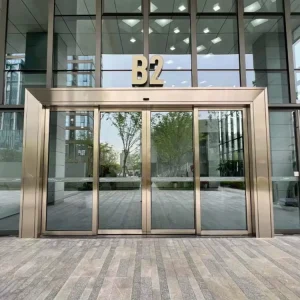 Aluminum Alloy Glass Electric Sliding Sensor Door Postmodern Design Windproof Feature Warranty for Commercial Residential