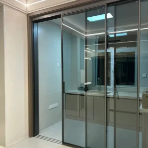 Aluminum Alloy Glass Sliding Door Space-Saving Smooth Track Silent Operation