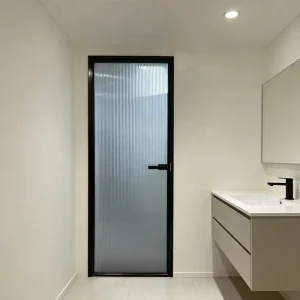Aluminum Alloy Glass Swing Bathroom Door for Indoor Household Use