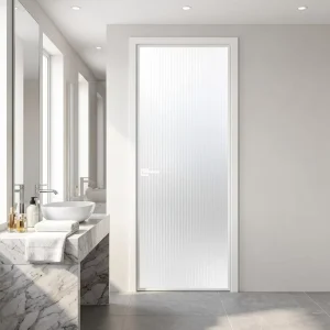 Aluminum Alloy Glass Waterproof Finished Contemporary Bathroom Toilet Kitchen Single Swing Door