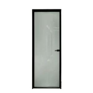 Aluminum Alloy Minimalist Waterproof Ultra Narrow Swing Door Customizable Finished Glass Interior Bathroom Total