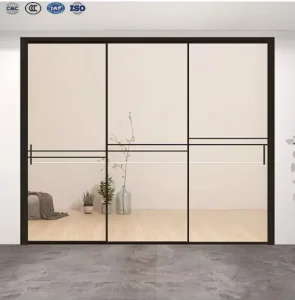 Aluminum Alloy Narrow-Frame Glass Sliding Door for Balcony, Kitchen, and Partition