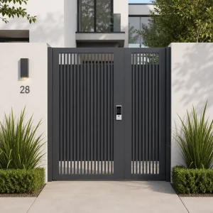 Aluminum Alloy Outdoor Single Security Entry Door, Anodized Surface, Home Garden