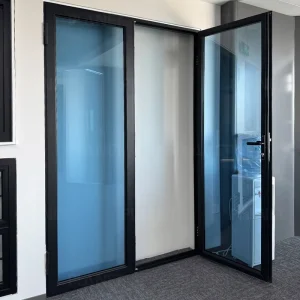 Aluminum Alloy Patio Swing Door with Clear Tempered Glass for Courtyard Balcony