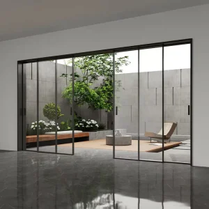 Aluminum Alloy Postmodern Narrow Kitchen Sliding Door Living Room Balcony Triple Linkage Hanging Rail Bathroom Sliding Door