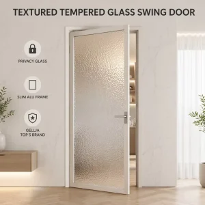Aluminum Alloy Shower Door Tempered Glass Extremely Narrow Frame Interior Swing Waterproof Door