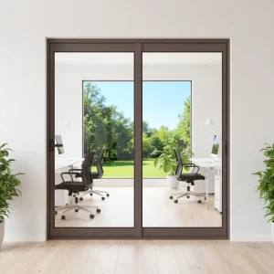Aluminum Alloy Sliding Door System with Low-E Glass, Manual Operation, Sound Insulation, and Energy Efficiency for Interior Use