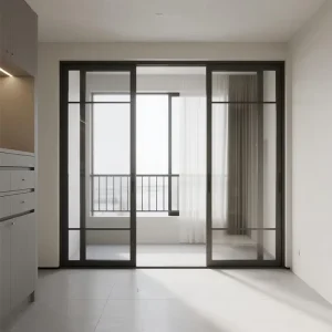 Aluminum Alloy Sliding Glass Gate Door with Track and Hollow Tempered Transparent Glass