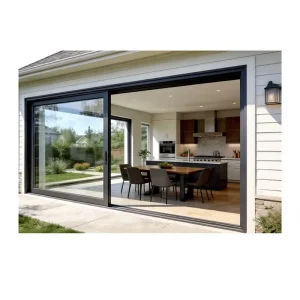 Aluminum Alloy Sliding Window with Tempered Glass, Custom Size, Black Frame, Modern Design
