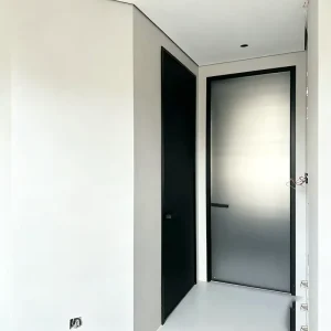Aluminum Alloy Slim Frame Tempered Glass Interior Swing Door for Bathroom and Bedroom