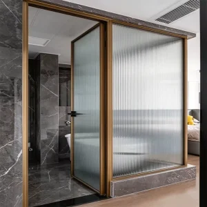 Aluminum Alloy Slim Profile Clear Tempered Glass Showroom Exhibition Ultra-Narrow Swing Door