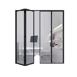 Aluminum Alloy Tempered Glass Folding Door and Window with Waterproof Finish for Interior Use