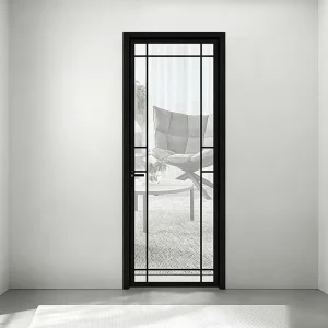 Aluminum Alloy Tempered Glass Narrow-Frame Swing Door for Bathroom, Kitchen, and Balcony, Custom Size