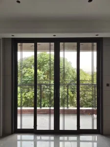 Aluminum Alloy Trackless Sliding Door with 2 Rails or 3 Rails, Broken Bridge Aluminum, Insulated Tempered Glass for Living Room