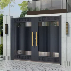 Aluminum Alloy Villa Gate with Wrought Iron Courtyard Double Door, Automatic Swing, and Electric Gate