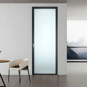Aluminum Bathroom Door with Privacy Frosted Glass and Soundproofing