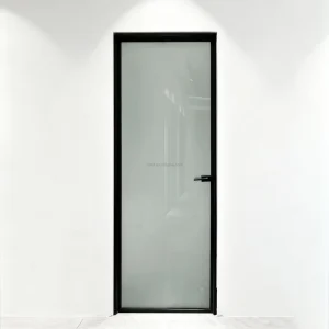 Aluminum Bathroom Flat Door with Frosted Glass