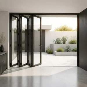 Aluminum Bi-Fold Double Tempered Glass Door Folding Patio Room Divider