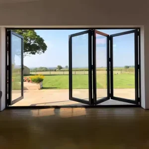Aluminum Bifold Doors with Double-Glazed Thermal Break Exterior Glass for Modern Residential Villas