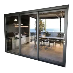 Aluminum Black Glass Sliding Door on Track or French Door