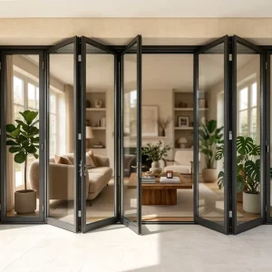 Aluminum Broken Bridge Folding Door Heat Insulation Space Saving for Balcony House Apartment