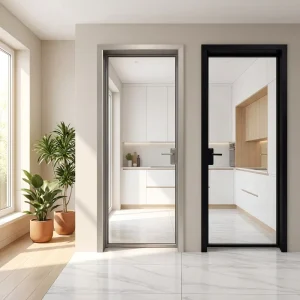 Aluminum Casement Glass Entry Swing Door, Interior and Exterior Waterproof Door for Houses